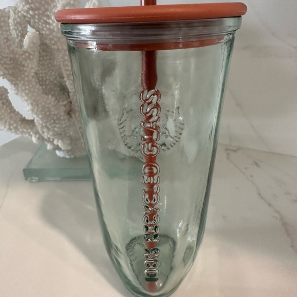 Starbucks Glass Tumbler with lid and Straw. Unique shape. - Picture 3 of 5